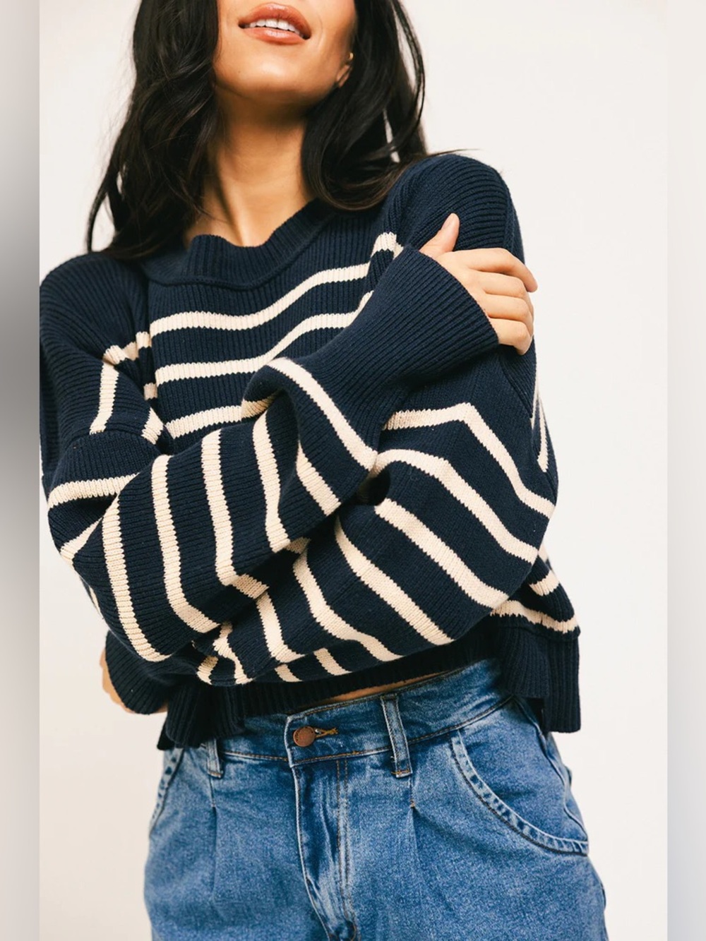 Free People Easy Street Stripe Crop Pullove